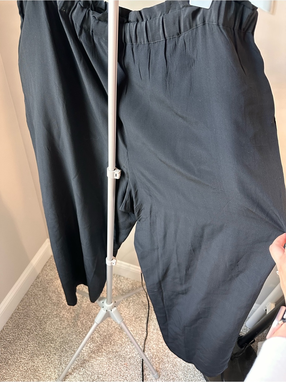 Vintage 1990’s Fu Da 100% Washable Silk Wide Leg Pants 2X Black Drawstring GUC - Picture 6 of 8